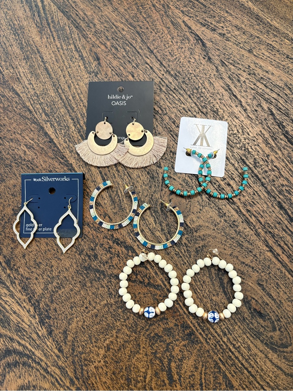 Assorted Statement Earrings Set — Neutral, Turquoise & Gold Accents
